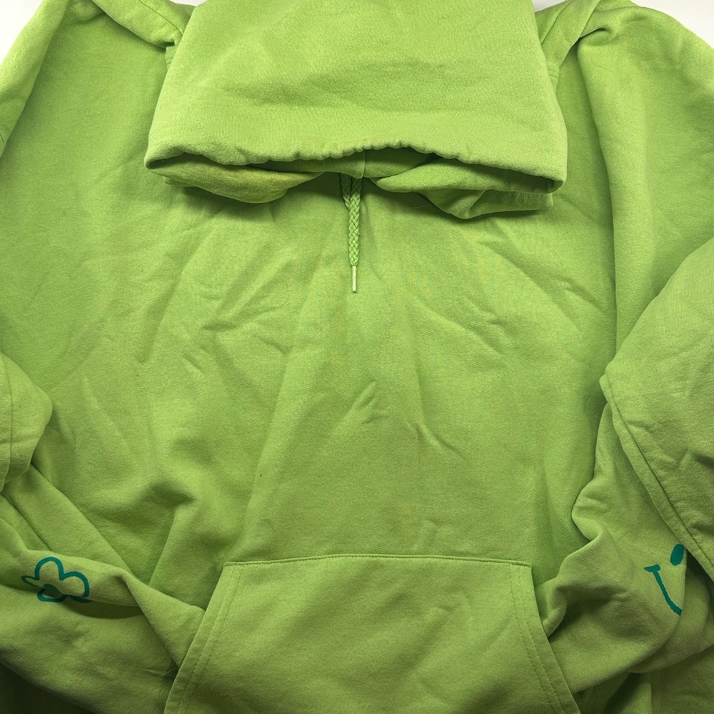 Green Hoodie with Blue Accents